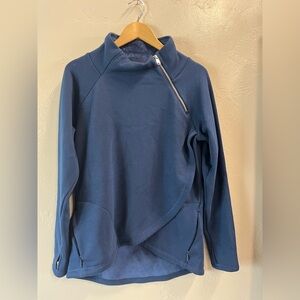 Athleta Women’s Cozy Karma Asymmetrical Zip Pullover Medium Enchanted Blue EUC